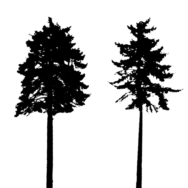 Ensemble de silhouettes d'arbres — Image vectorielle