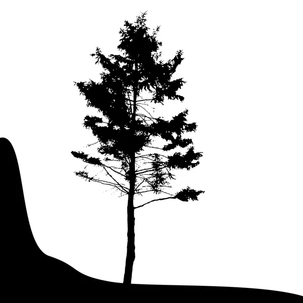 Silueta de Árbol Aislada en Backgorund Blanco. Vecrtor Illustrati — Archivo Imágenes Vectoriales