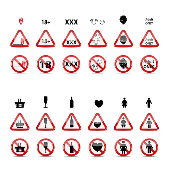 Serie di segni di proibizione. Illustrazione vettoriale — Vettoriale Stock