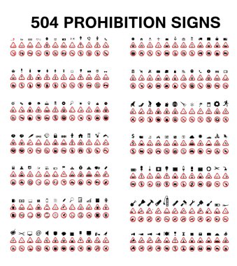 Set of Prohibition Signs. Vector Illustration clipart