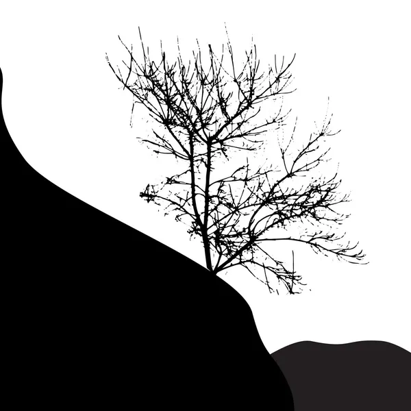 Silueta de árbol aislado sobre fondo blanco. vecrtor illustrati — 스톡 벡터