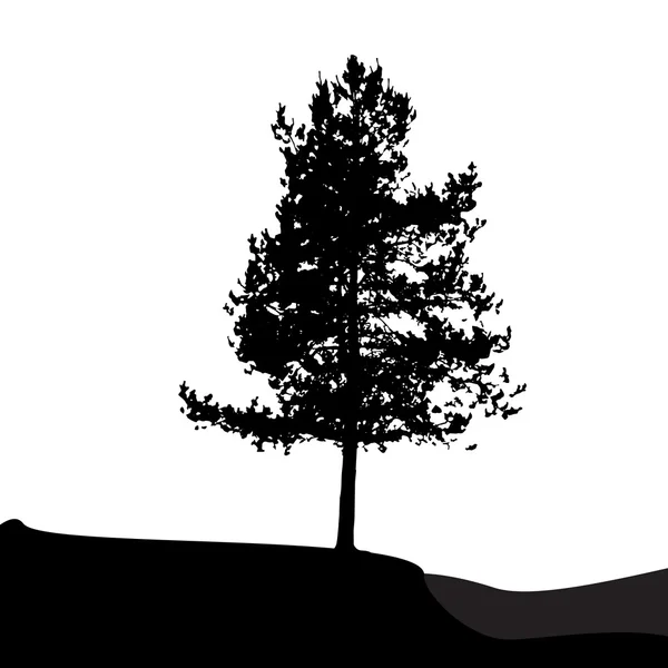 Beyaz backgorund izole ağaç siluet. vecrtor illustrati — Stok Vektör