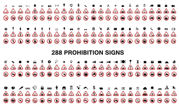 Set of Prohibition Signs. Vector Illustration — Stock Vector