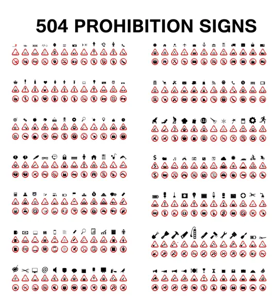 Set of Prohibition Signs. Vector Illustration — Stock Vector