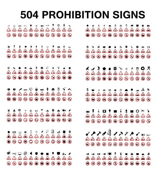 Conjunto de signos de prohibición. Ilustración vectorial — Archivo Imágenes Vectoriales