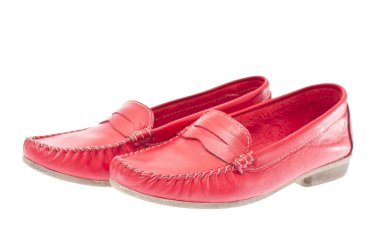 Red moccasins isolated on white background clipart