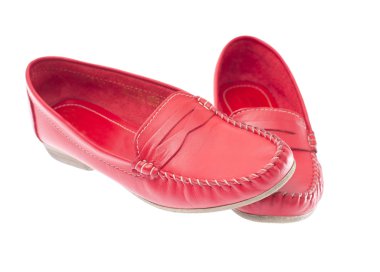Red moccasins isolated on white background clipart