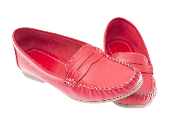 Red moccasins isolated on white background — Stock Photo, Image
