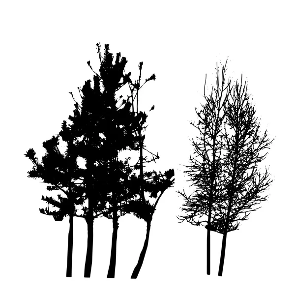 Δέντρο σιλουέτα που απομονώνονται σε λευκό backgorund. vecrtor illustrati — Διανυσματικό Αρχείο