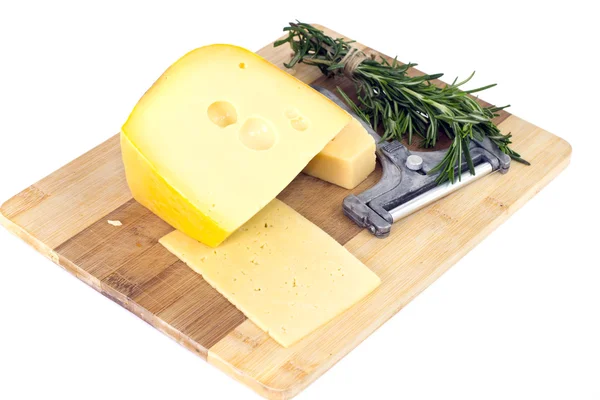 하얀 배경에 분리 된 스위스 치즈 — 스톡 사진