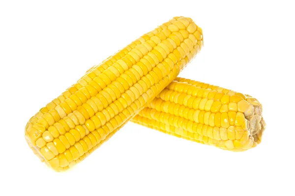 Dojrzała żółta kukurydza izolowana na białym — Zdjęcie stockowe