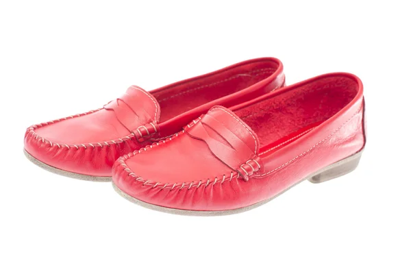 Red moccasins isolated on white background — Stock Photo, Image