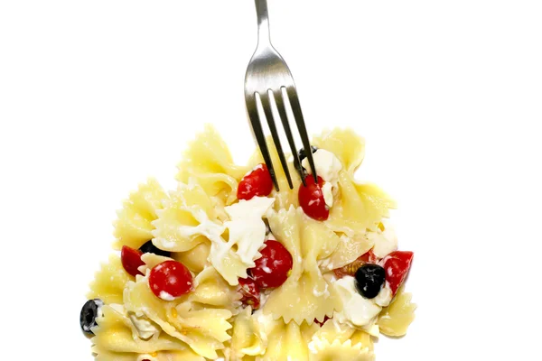 Pasta ribbons, cherry tomatoes and olives — Stock Photo, Image