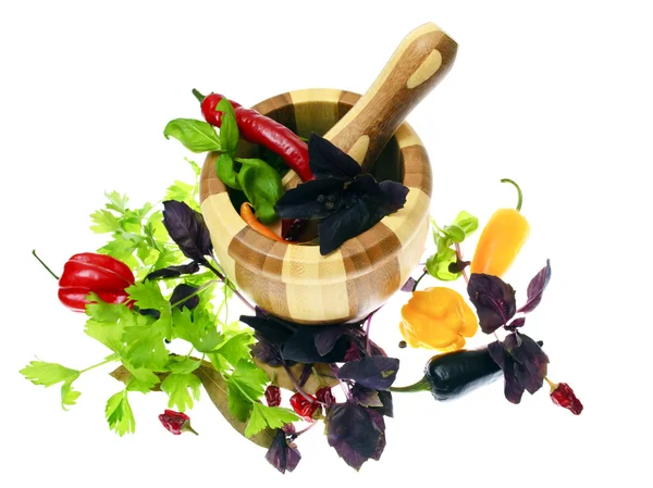 Herb, maydanoz, defne yaprağı ve karabiber, biber — Stok fotoğraf