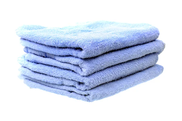 Blue Towels Isolated on White Background — Stock Photo, Image