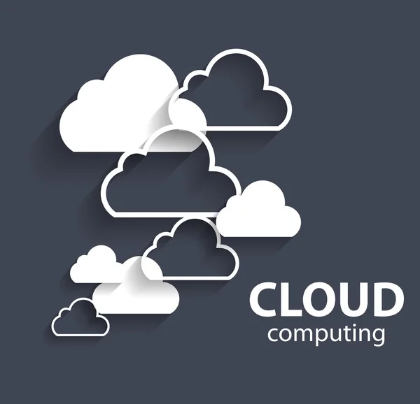 Conceito de computação em nuvem em diferentes dispositivos eletrônicos. Vetor — Vetor de Stock