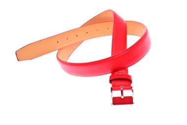 Beyaz arkaplanda izole edilmiş deri kemer