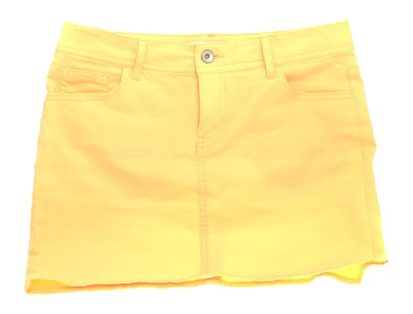 Falda de mezclilla amarilla aislada sobre fondo blanco —  Fotos de Stock