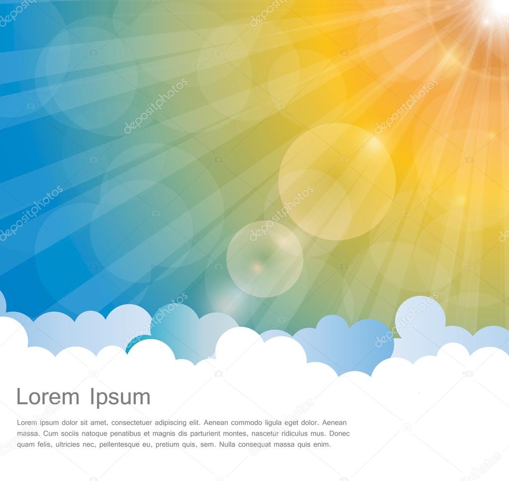 Abstract Natural Sunshine and Cloud Vector Background.