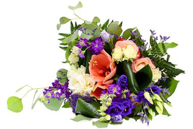 Colorful flowers bouquet isolated on white background clipart