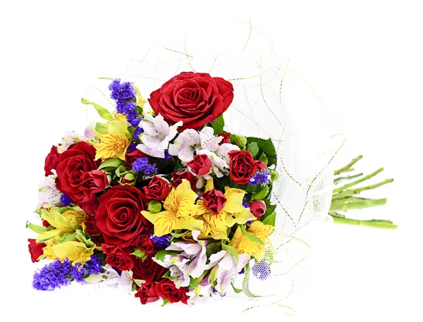 Kleurrijke bloemen boeket geïsoleerd op witte achtergrond — Stockfoto