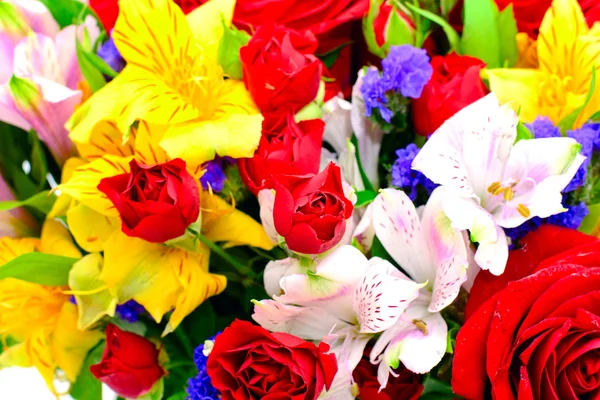 Bunte Blumen Strauß isoliert auf weißem Hintergrund — Stockfoto