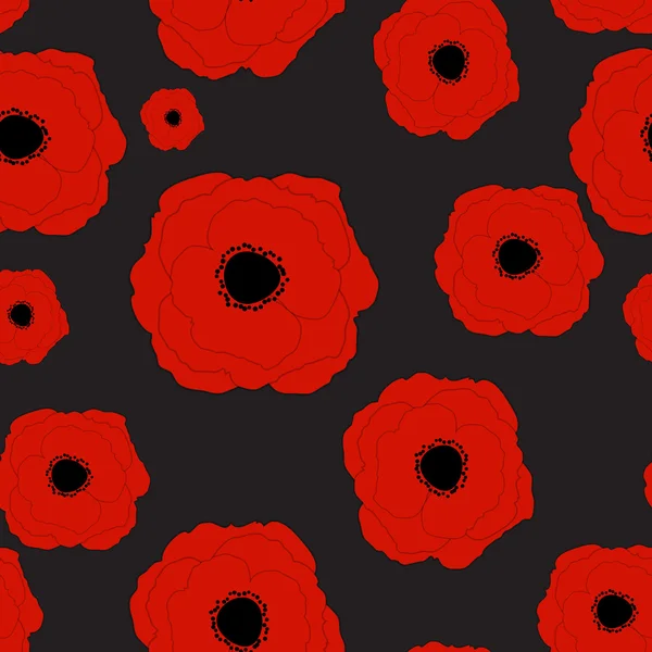 Red Poppies Flower Seamless Pattern Background Vector Illustrati — Stock Vector