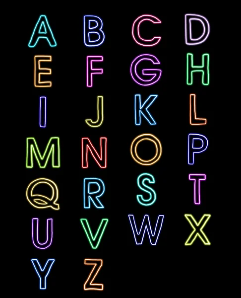 Colorful font laser light alphabet a-z — Stock Photo, Image