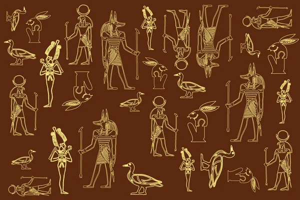 Delar av egyptiska dekorativa mönster, ikon, karaktärsdesign — Stock vektor