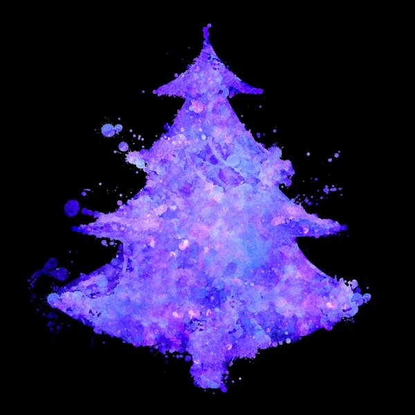 Árbol de Navidad con textura de salpicadura fluorescente —  Fotos de Stock