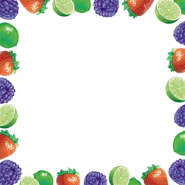 Mélanger les fruits avec les baies fraise et citron cadre — Photo