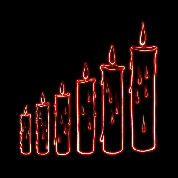 Sketch step candle with laser light illustration — Stock Photo, Image