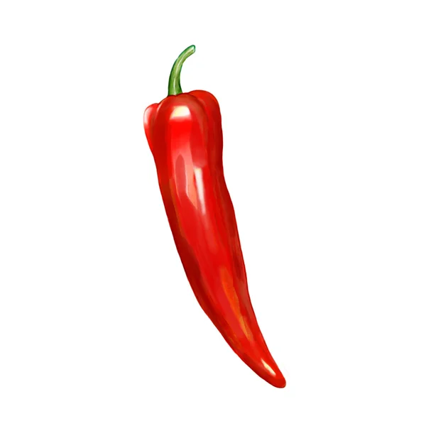 Malarstwo czerwona papryczka chili bez odprowadzenia spalin na białym tle — Zdjęcie stockowe