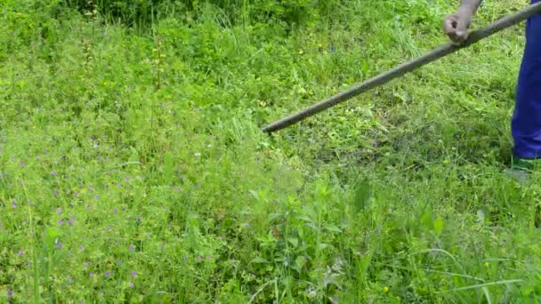 手动割草的人 — 图库视频影像