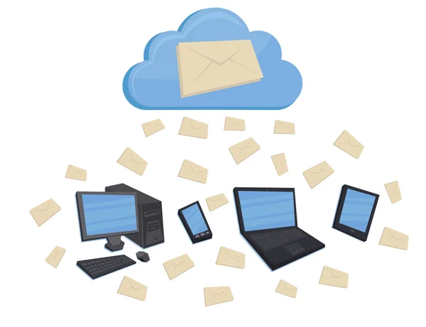 Cloud computing e-mails — Stockvector