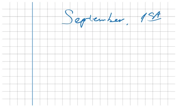 Escritura a mano primera fecha septiembre — Archivo Imágenes Vectoriales