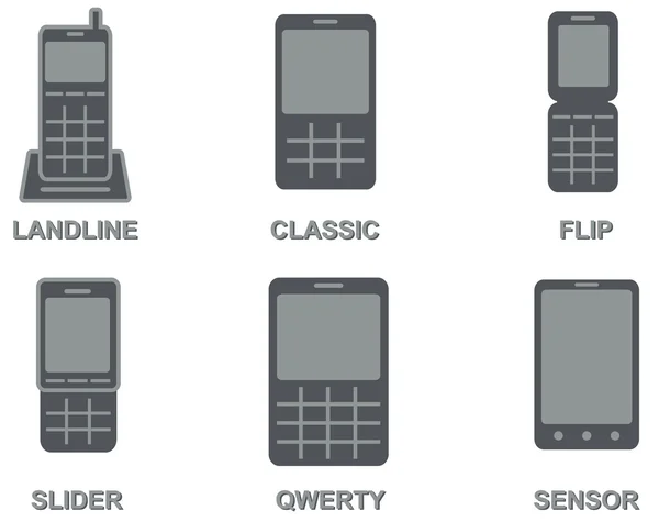 Sammlung von Mobiltelefonen — Stockvektor