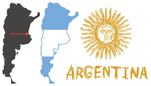 Argentina forma de frontera, bandera — Vector de stock