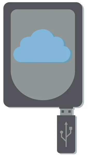 Felhő kiszámítható merevlemez-meghajtó csatlakoztatva az usb flash meghajtó klara — Stock Vector