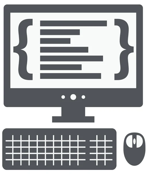 Vector personal computer with programming code on the screen iso — Stock Vector