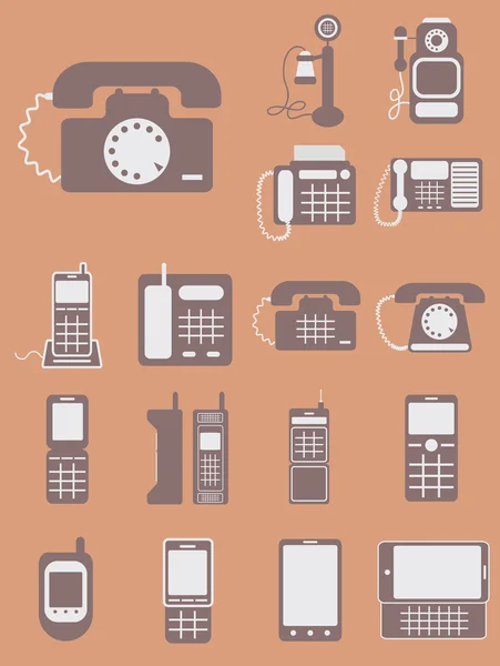 Vektor-Sammlung verschiedener Telefone — Stockvektor