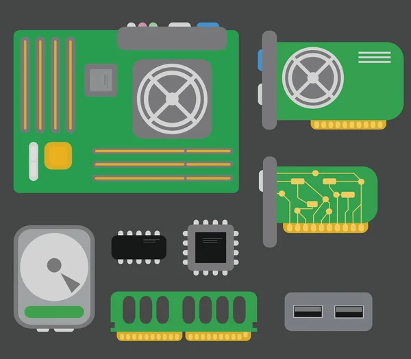 Vektorové kolekce součástí osobních počítačů — Stockový vektor