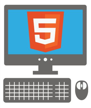 kişisel bilgisayar ekranında html5 işareti ile vektör simgesi,