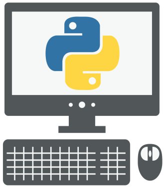 kişisel bilgisayar ekranında python işareti ile vektör simgesi,