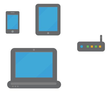 Vector Icon collection akıllı telefon, tablet, dizüstü bilgisayar ve yönlendirici