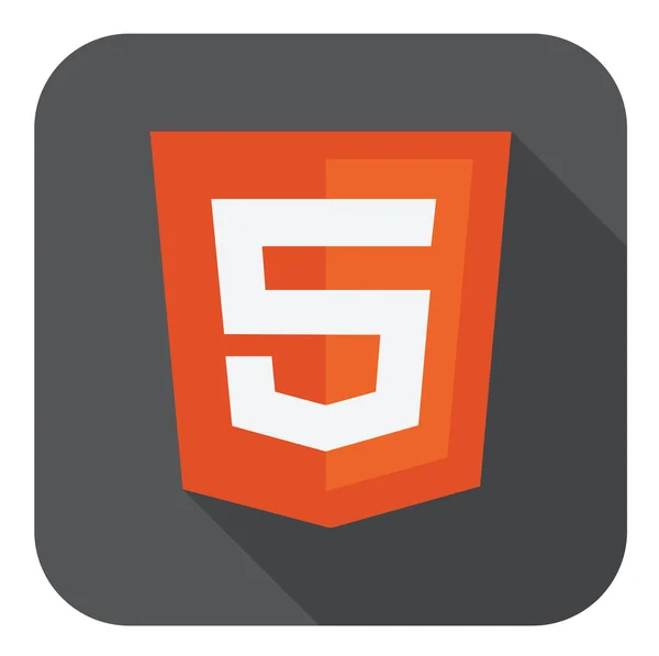 Ilustración vectorial de escudo naranja con html cinco signo en el — Vector de stock