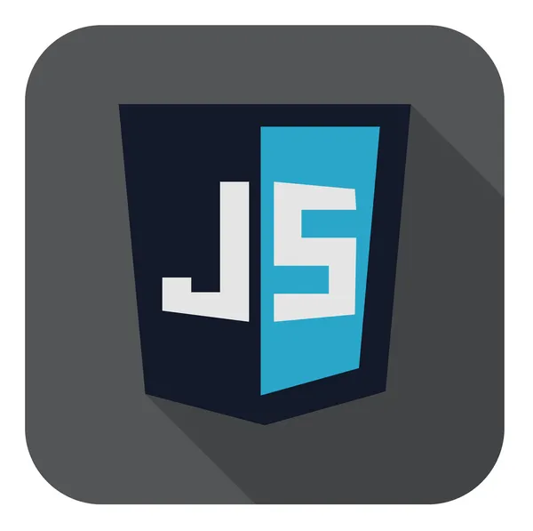 Ilustración vectorial de escudo azul oscuro con línea javascript en — Vector de stock