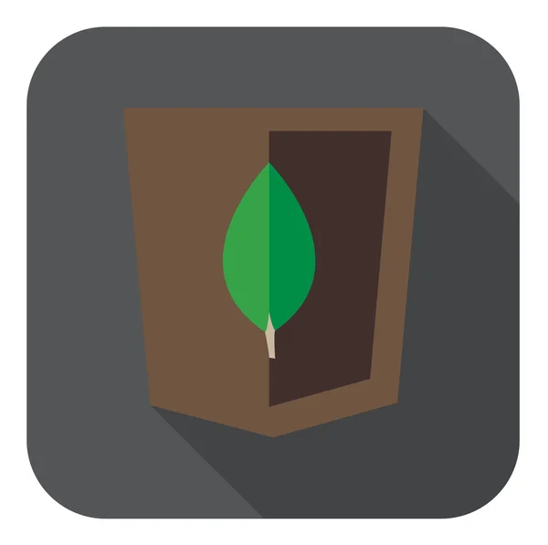 Εικονογράφηση φορέας στο φως ασπίδα καφέ και πράσινο με φύλλα mo — Διανυσματικό Αρχείο