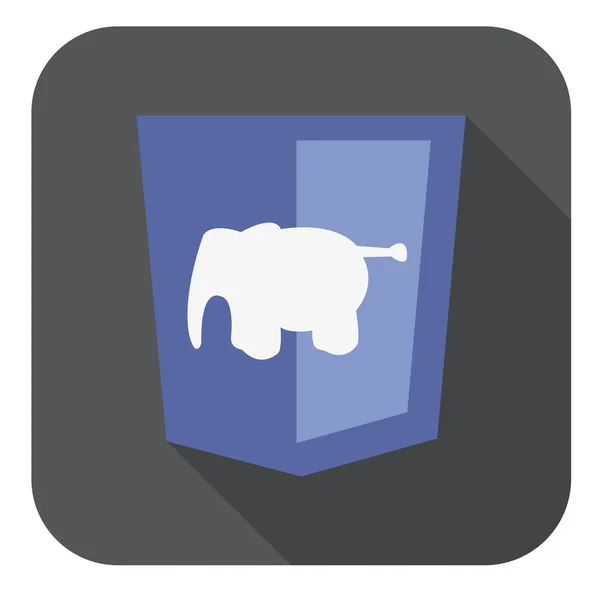 Vector de ilustración de escudo violeta con el elefante php programmi — Vector de stock