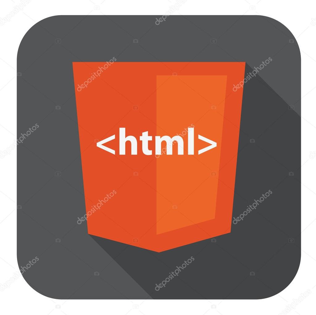 Vector illustration of orange shield with html tag on the screen
